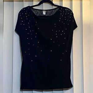 Hybrid XL Black business casual top short sleeve Sequins